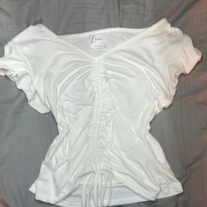 Scrunch ruched flowy aesthetic white tee
